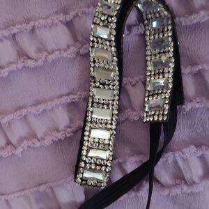 Emerald & Round Cut Crystal Bridal Gunmetal Headband